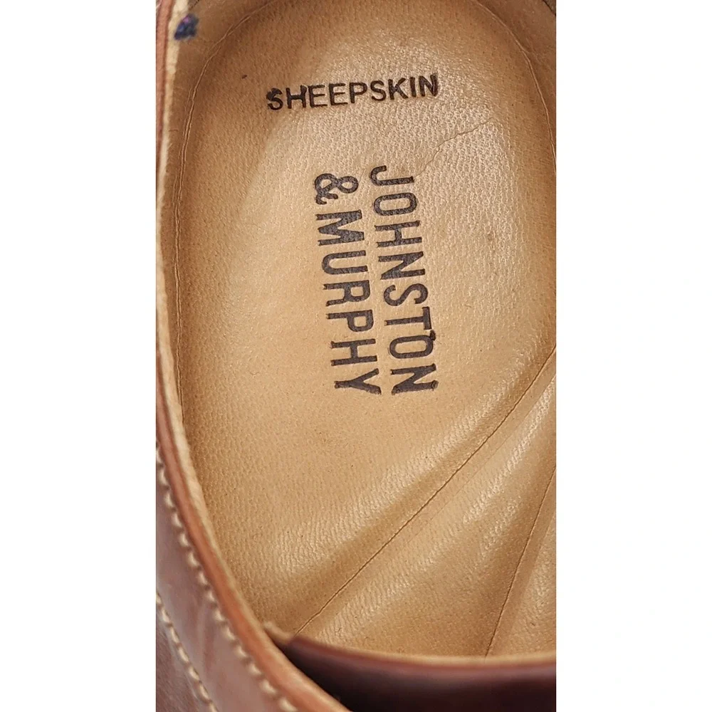 Johnston & Murphy Mens Brown Leather Sheepskin Derby Shoes 20-9590 Size 9 M